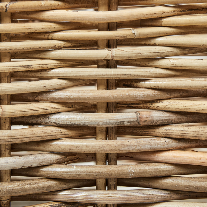 Set di 2 scatole in rattan naturale con ruote in plastica e manici in gomma, realizzati a mano con struttura in legno, in stile bohémien.