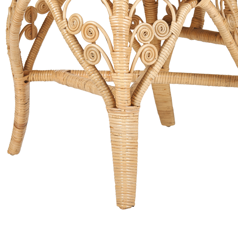 Sedia peacock poltrona in rattan beige cuscino cotone per sedile giardino esterno interno boho