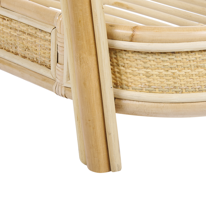 Culla in rattan rustica per bambini con cuscini e ripiano accessorio naturale arredo in stile rustico