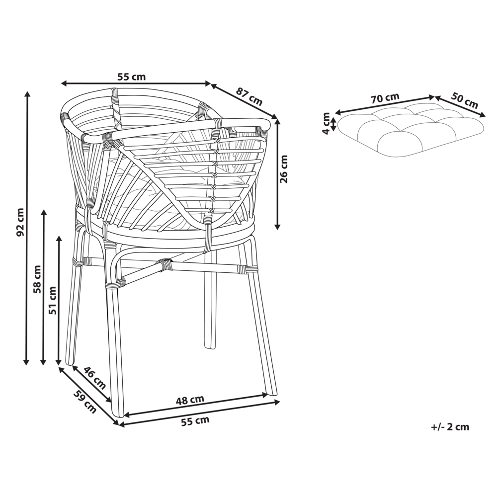 Culla in rattan naturale 87 x 55 x 92 cm Cestino per bambini con cuscino Decorazione Accessorio Boho Rustico