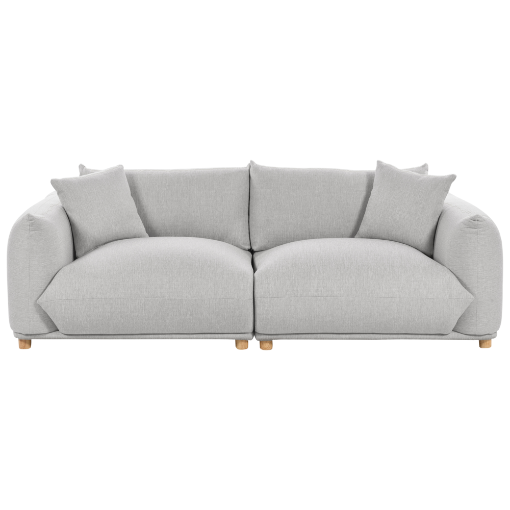 Divano in tessuto Grigio chiaro imbottito in poliestere 3 posti con cuscini decorativi Divano da soggiorno