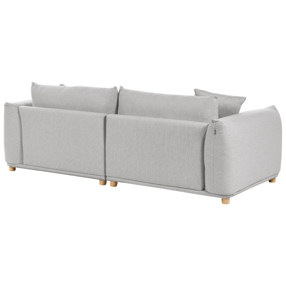 Divano in tessuto Grigio chiaro imbottito in poliestere 3 posti con cuscini decorativi Divano da soggiorno