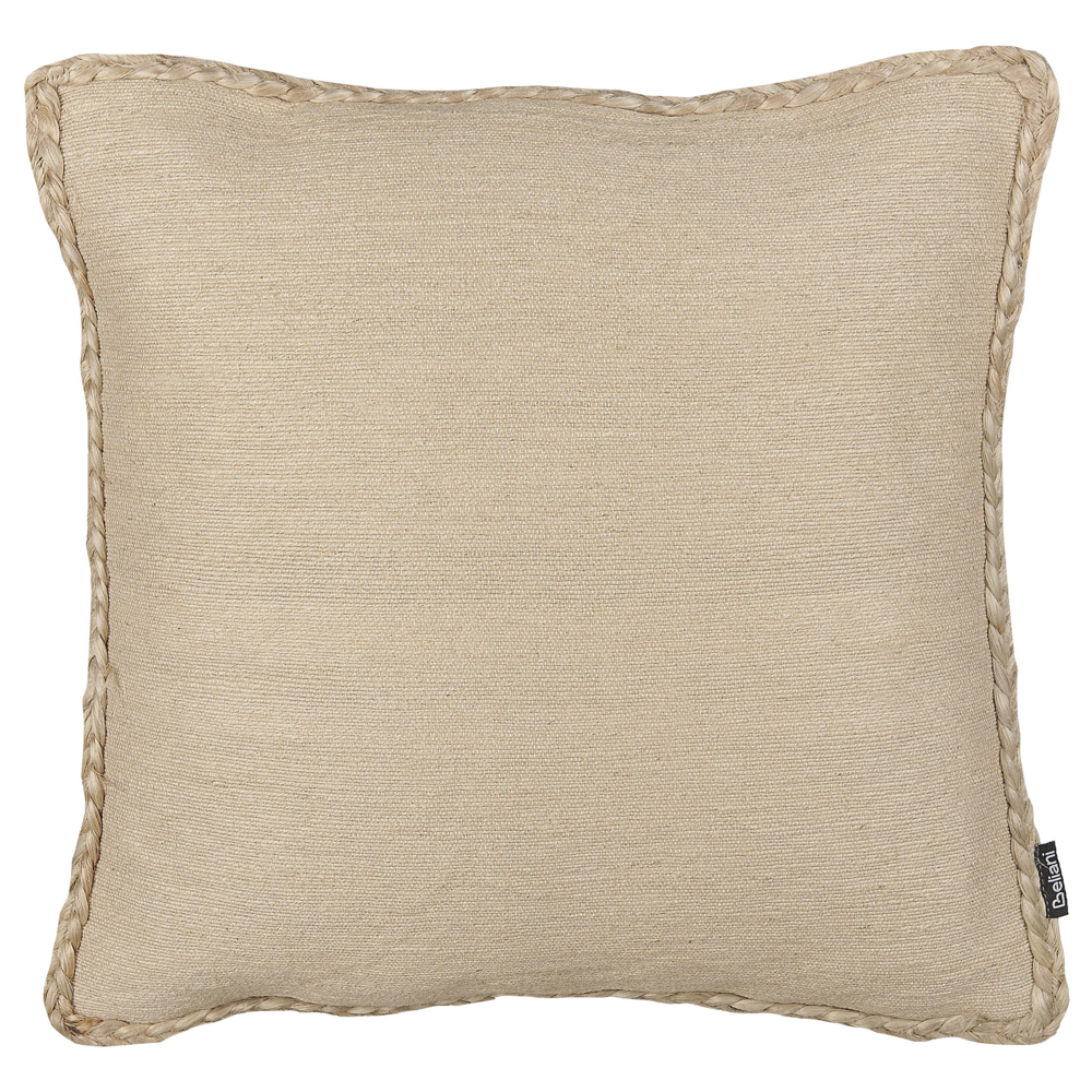 Cuscino decorativo in iuta beige 45 x 45 cm, rimovibile con cerniera e bordi intrecciati Accessori decorativi boho