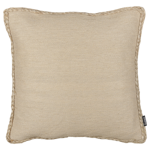 Cuscino decorativo in iuta beige 45 x 45 cm, rimovibile con cerniera e bordi intrecciati Accessori decorativi boho
