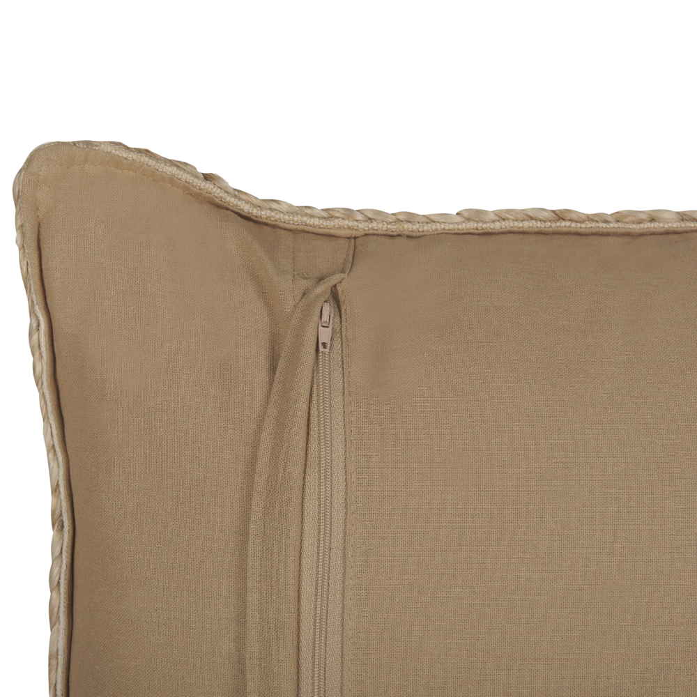 Cuscino decorativo in iuta beige 45 x 45 cm, rimovibile con cerniera e bordi intrecciati Accessori decorativi boho