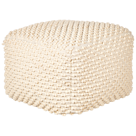Pouf ottomana intrecciata a mano in cotone beige chiaro 50 x 50 x 35 cm soggiorno camera da letto