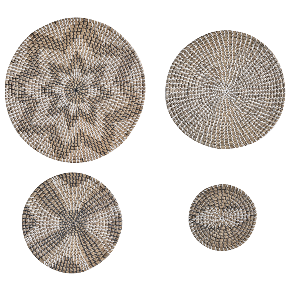 Set di 4 decorazioni da parete in alghe naturali in alghe marine fatte a mano in stile africano