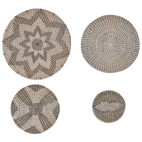 Set di 4 decorazioni da parete in alghe naturali in alghe marine fatte a mano in stile africano