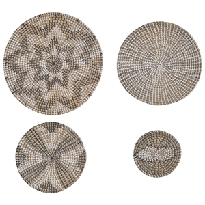 Set di 4 decorazioni da parete in alghe naturali in alghe marine fatte a mano in stile africano