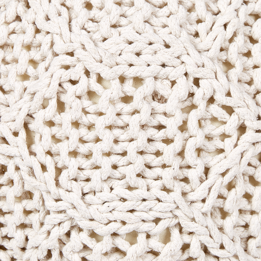 Pouf e poggiapiedi moderni in macrame e cotone intrecciato a mano beige chiaro ⌀ 50 cm soggiorno camera da letto