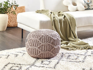 Pouf e poggiapiedi moderni in macrame e cotone intrecciato a mano tortora ⌀ 50 cm soggiorno camera da letto