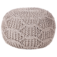 Pouf e poggiapiedi moderni in macrame e cotone intrecciato a mano tortora ⌀ 50 cm soggiorno camera da letto
