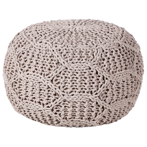 Pouf e poggiapiedi moderni in macrame e cotone intrecciato a mano tortora ⌀ 50 cm soggiorno camera da letto