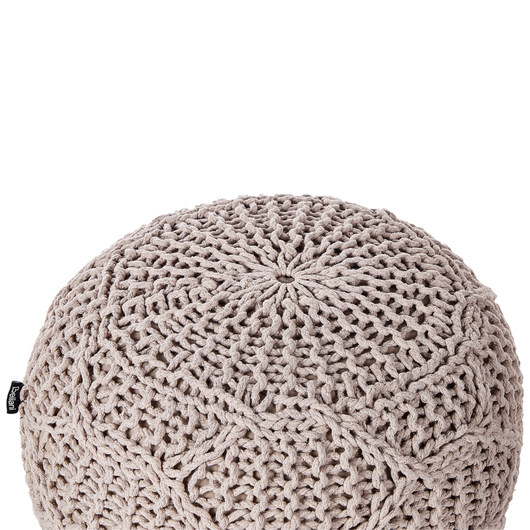 Pouf e poggiapiedi moderni in macrame e cotone intrecciato a mano tortora ⌀ 50 cm soggiorno camera da letto