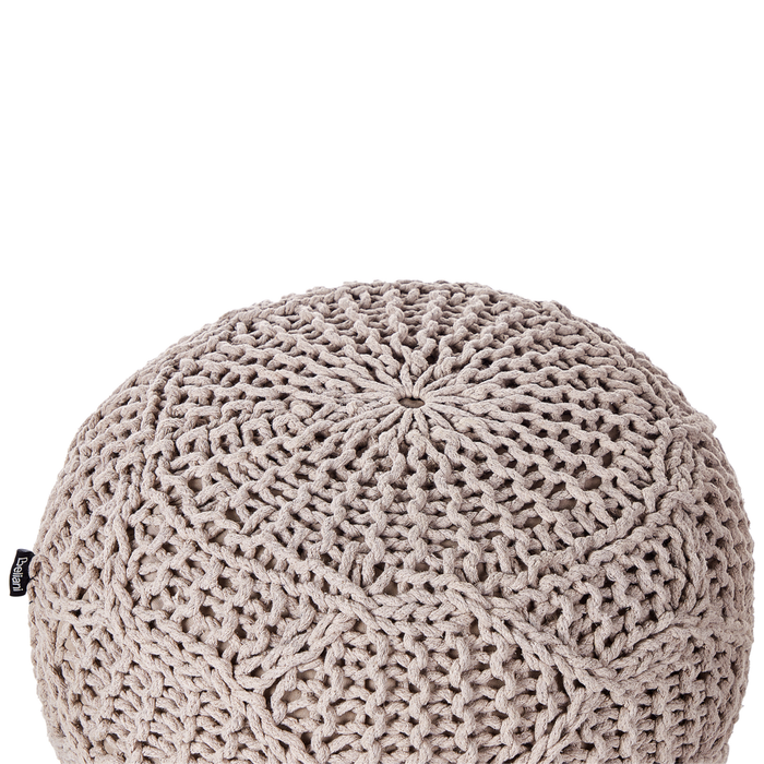 Pouf e poggiapiedi moderni in macrame e cotone intrecciato a mano tortora ⌀ 50 cm soggiorno camera da letto