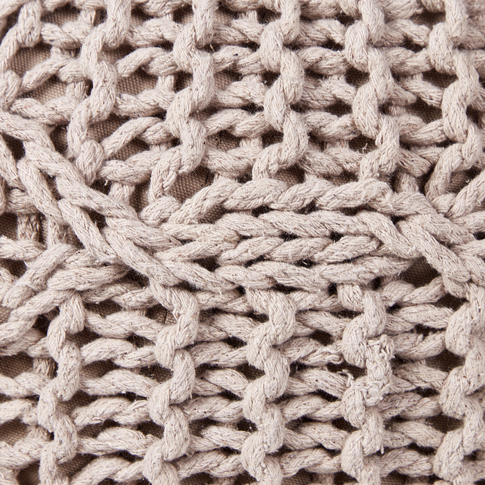 Pouf e poggiapiedi moderni in macrame e cotone intrecciato a mano tortora ⌀ 50 cm soggiorno camera da letto