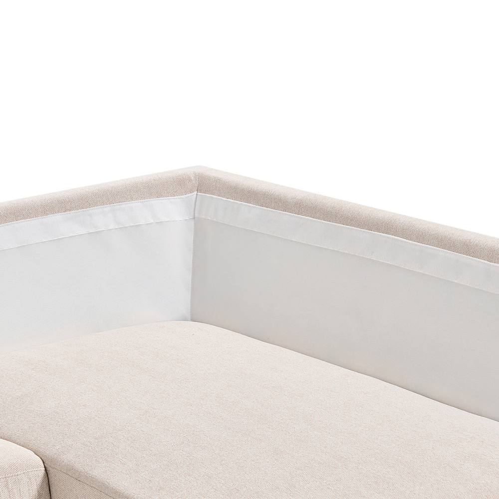 Divano angolare sinistro in poliestere beige Divano a 4 posti imbottito con gambe in metallo, tessuto e schienale imbottito, moderno e minimalista