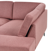 Divano angolare sinistro in poliestere rosa Divano a 4 posti imbottito con gambe in metallo, tessuto e schienale imbottito, moderno e minimalista