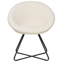 Sedia da salotto Bianco Sporco Rivestimento in bouclè Seduta rotonda Retro Minimalista