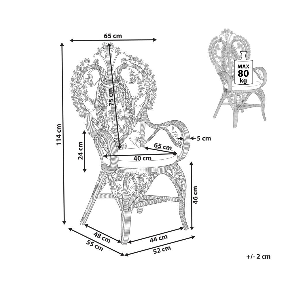 Sedia peacock poltrona in rattan beige cuscino cotone per sedile giardino esterno interno boho