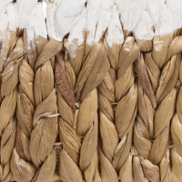 Set di 3 cestini in giacinto d'acqua con struttura in metallo e manici realizzati a mano stile boho classico