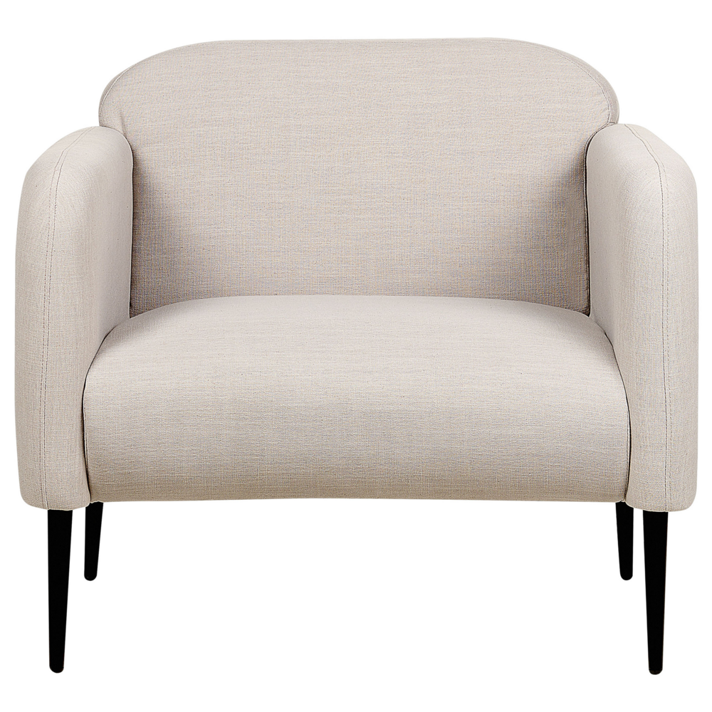 Poltrona in tessuto di lino grigio talpa e nero Gambe in metallo Sedia imbottita Morbido stile retrò Art Decor Soggiorno