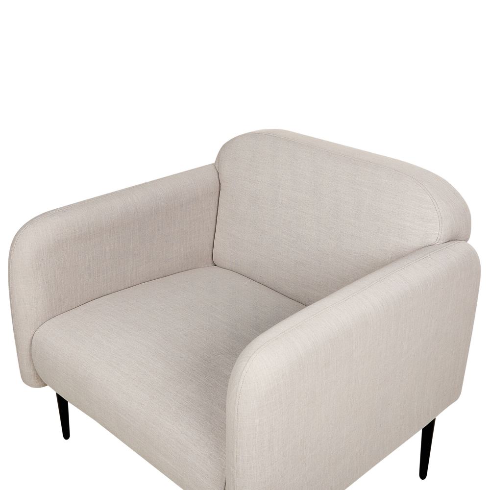 Poltrona in tessuto di lino grigio talpa e nero Gambe in metallo Sedia imbottita Morbido stile retrò Art Decor Soggiorno