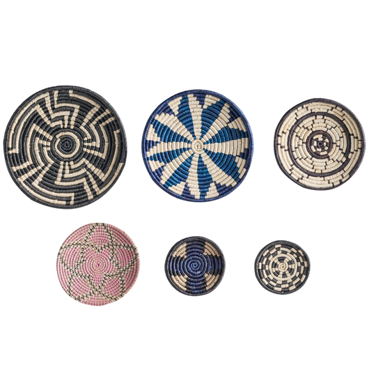 Set di 6 decorazioni murali in alga marina intrecciati a mano multicolore accessori stile boho originale