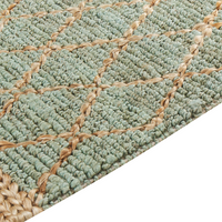 Tappeto Runner Verde e Beige Juta 200 x 300 cm Motivo geometrico Tessuto a mano Boho Corridoio Camera da letto