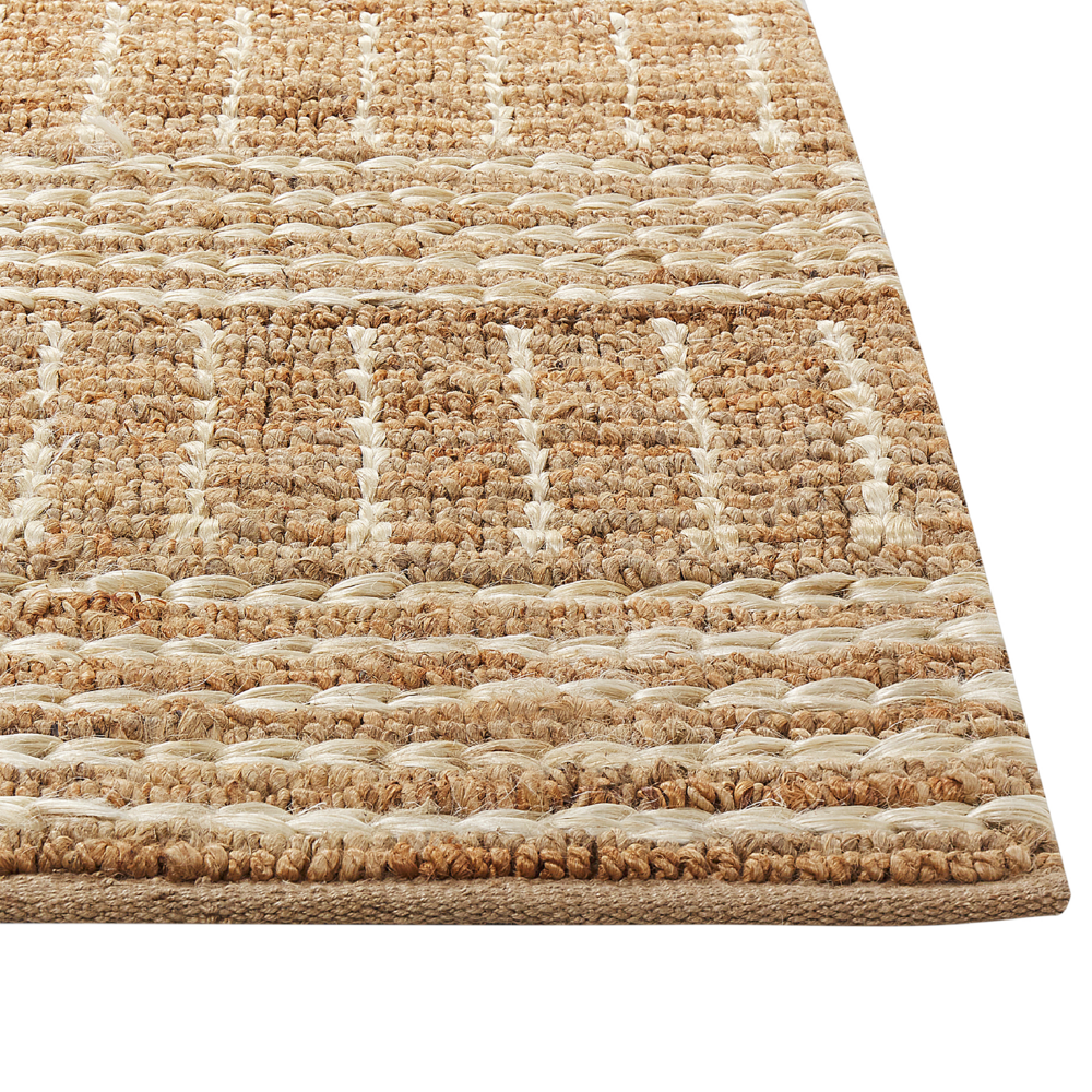 Tappeto da corridoio in iuta beige intrecciato a mano con motivo a righe 160 x 230 cm Corridoio stile boho rustico