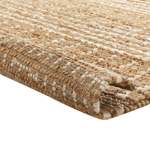 Tappeto da corridoio in iuta beige intrecciato a mano con motivo a righe 160 x 230 cm Corridoio stile boho rustico