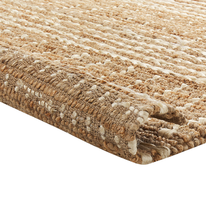 Tappeto da corridoio in iuta beige intrecciato a mano con motivo a righe 160 x 230 cm Corridoio stile boho rustico
