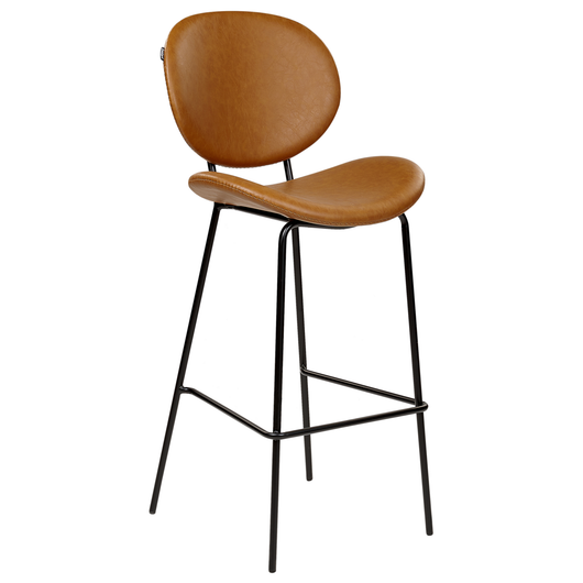 Set di 2 sedie in ecopelle marrone dorato con Gambe in ferro Senza Braccioli Design contemporaneo e retrò Sedute per la sala da pranzo