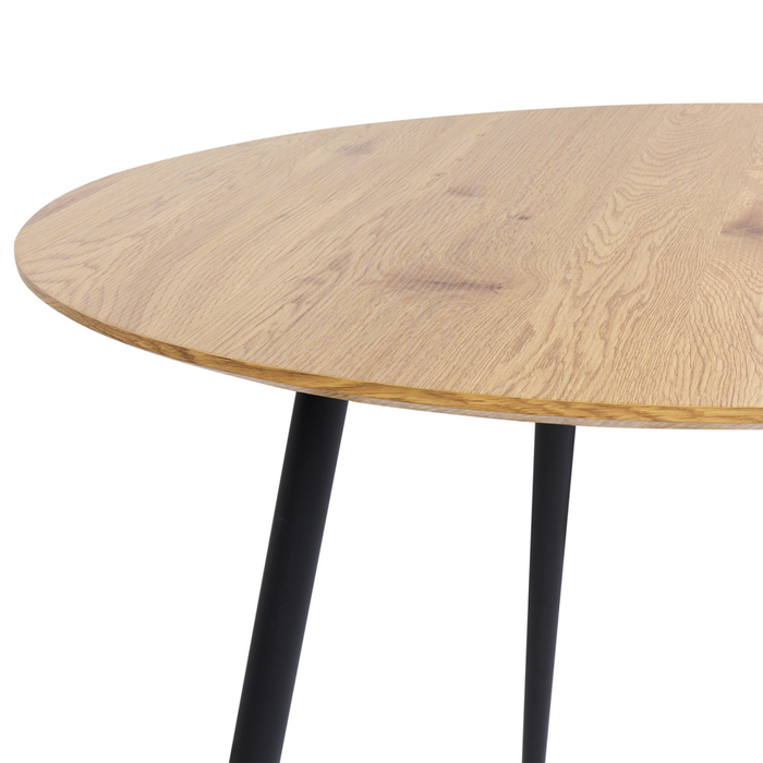 Tavolo da cucina moderno rotondo da pranzo con piano in MDF e gambe in acciaio in legno chiaro 100 cm 4 posti da cucina