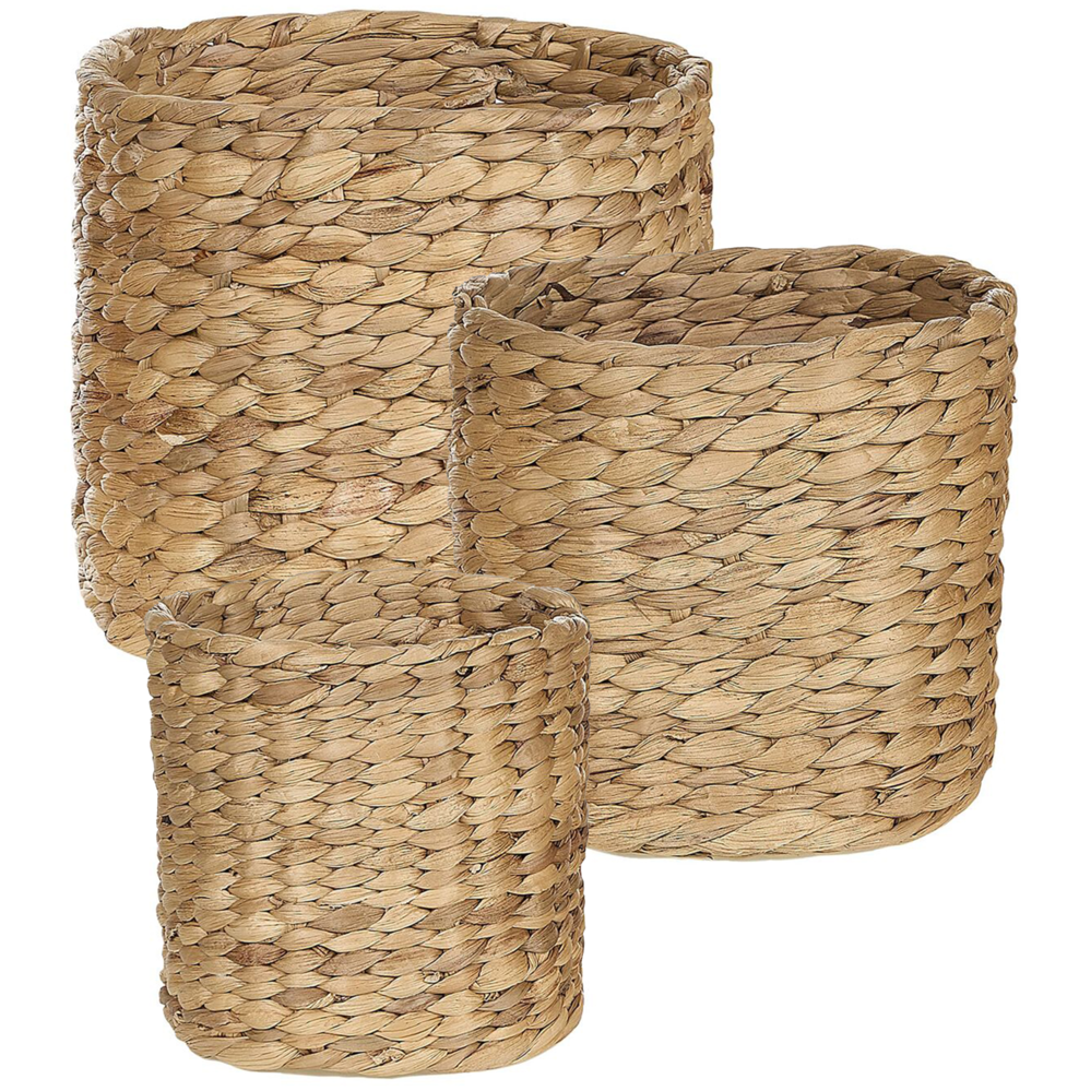 Set di 3 vasi per piante in giacinto d'acqua chiaro stile boho rustico