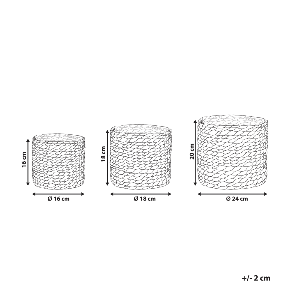 Set di 3 vasi per piante in giacinto d'acqua chiaro stile boho rustico