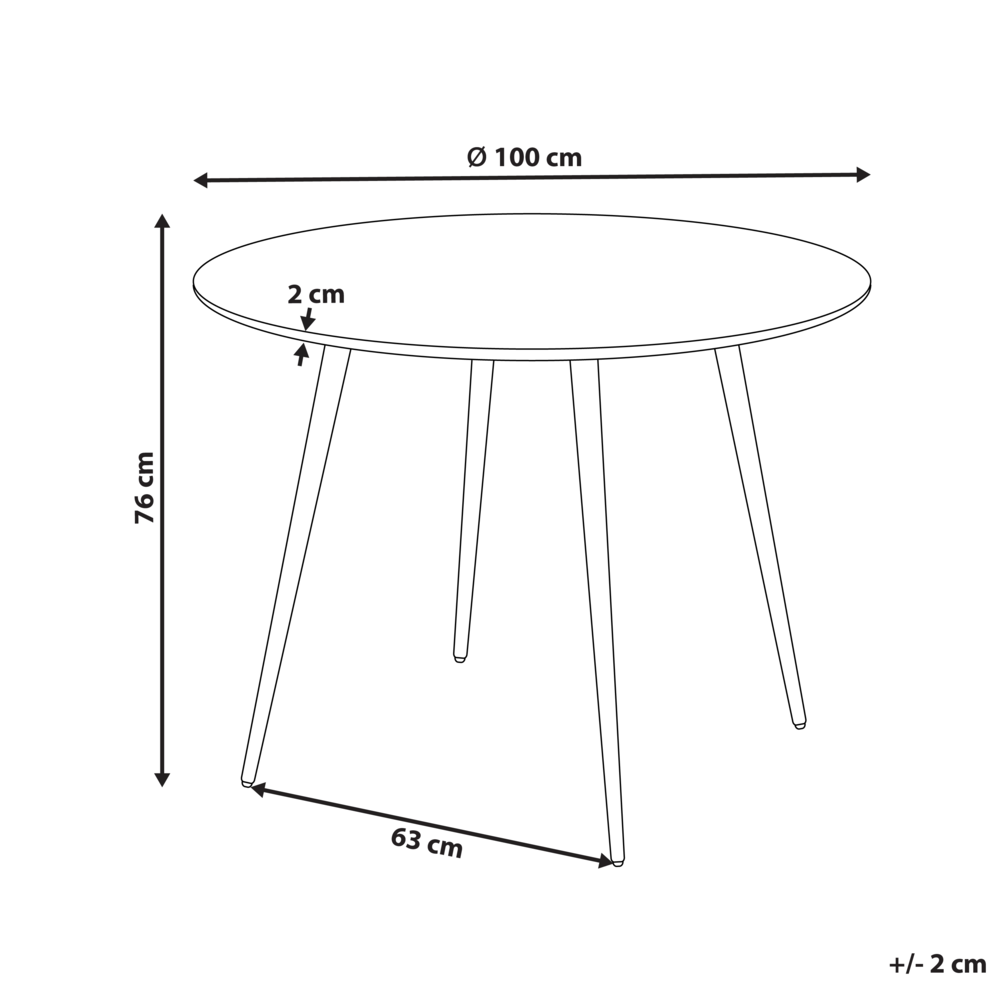 Tavolo da cucina moderno rotondo da pranzo con piano in MDF e gambe in acciaio in legno chiaro 100 cm 4 posti da cucina