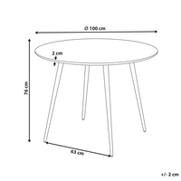 Tavolo da cucina moderno rotondo da pranzo con piano in MDF e gambe in acciaio in legno chiaro 100 cm 4 posti da cucina