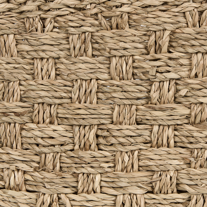 Set di 3 cestini portaoggetti in seagrass chiaro fatti a mano maniglie per scaffali design bohémien