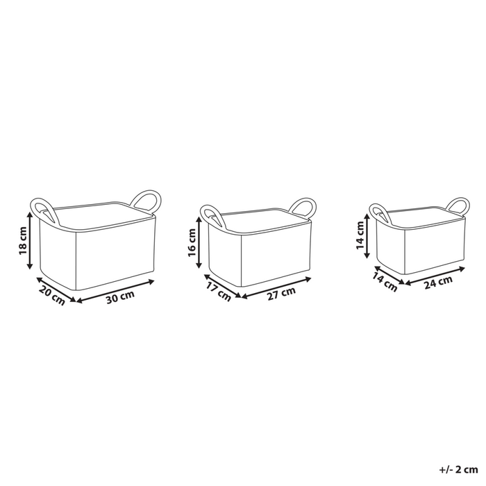 Set di 3 cestini portaoggetti in seagrass chiaro fatti a mano maniglie per scaffali design bohémien
