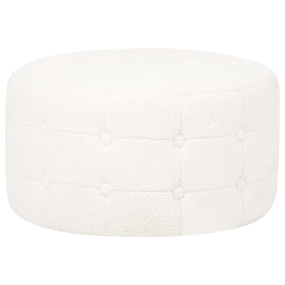 Poggiapiedi Tondo Velluto Capitonné Bottoni Stile Chesterfield