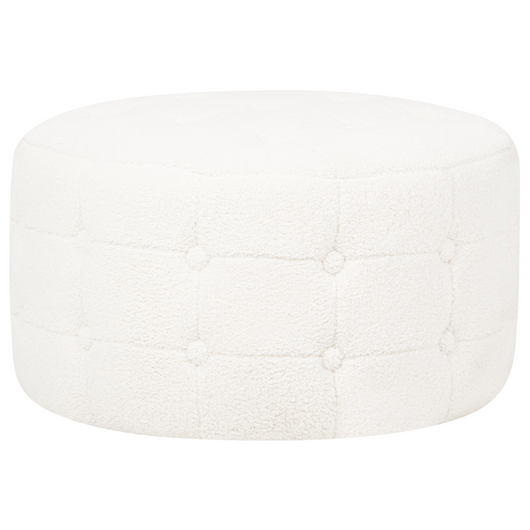 Poggiapiedi Tondo Velluto Capitonné Bottoni Stile Chesterfield