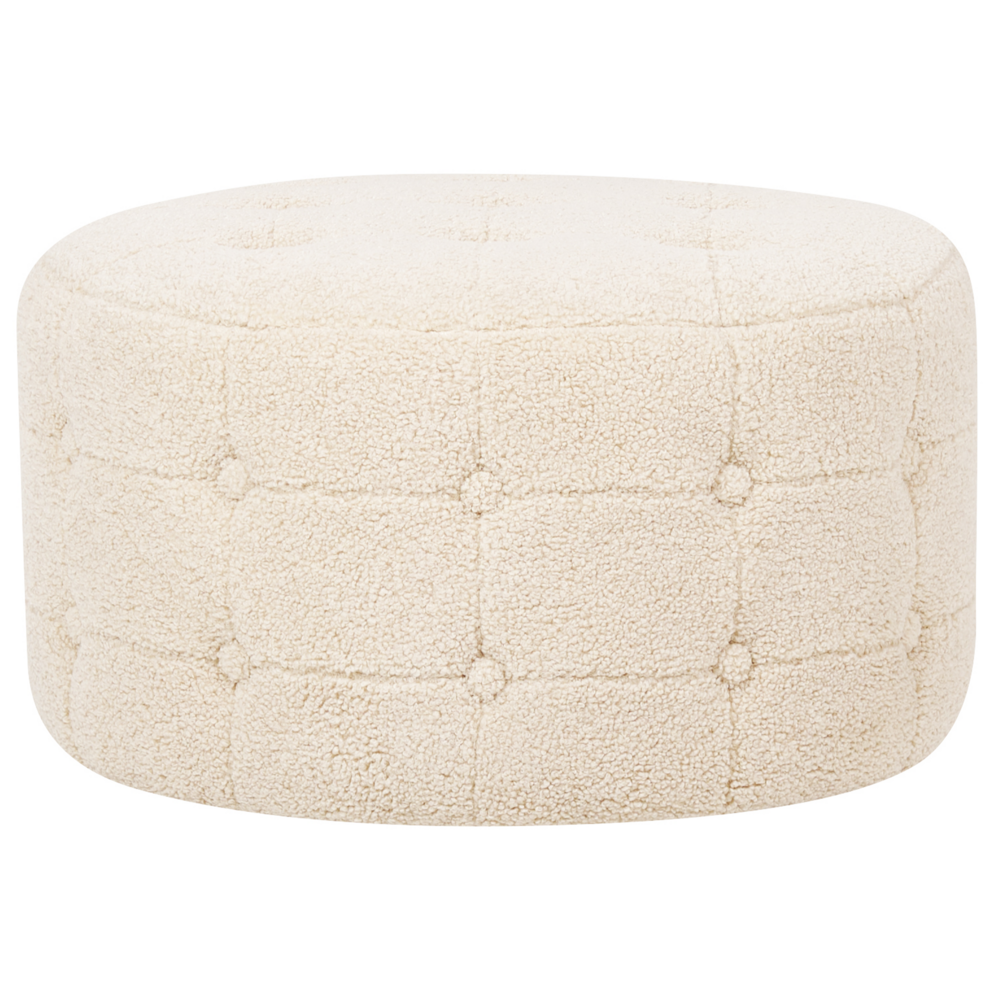 Poggiapiedi Tondo Velluto Capitonné Bottoni Stile Chesterfield