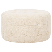 Poggiapiedi Tondo Velluto Capitonné Bottoni Stile Chesterfield