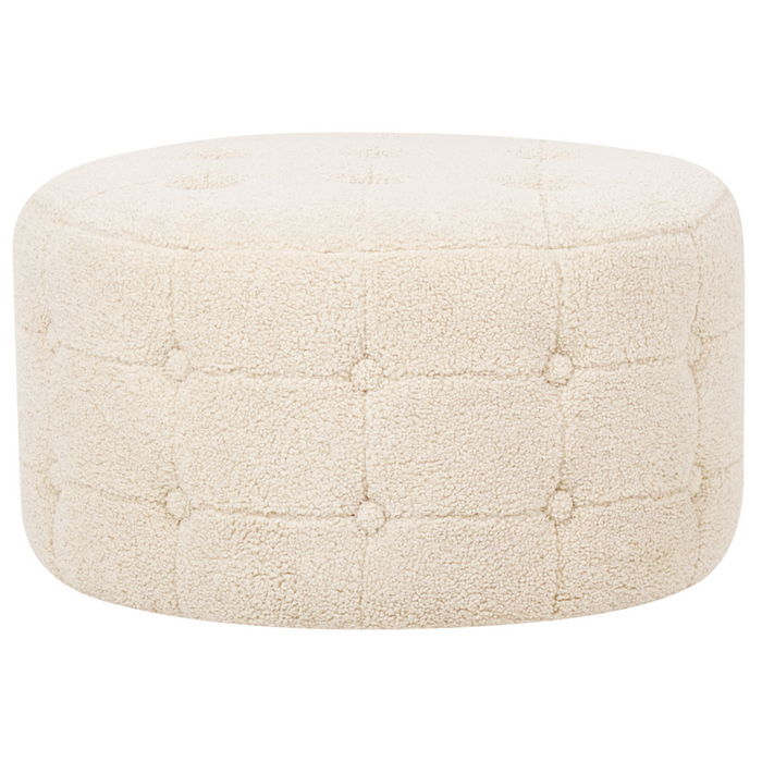 Poggiapiedi Tondo Velluto Capitonné Bottoni Stile Chesterfield