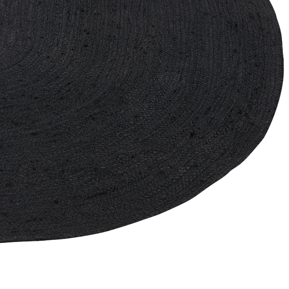 Tappeto Nero Juta 160 x 230 cm Intrecciato Ovale Riscaldamento a Pavimento Adatto Soggiorno Naturale Camera da Letto