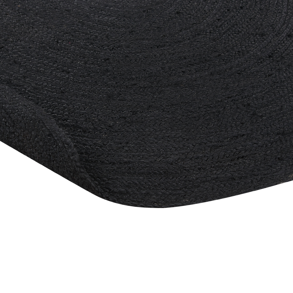 Tappeto Nero Juta 160 x 230 cm Intrecciato Ovale Riscaldamento a Pavimento Adatto Soggiorno Naturale Camera da Letto