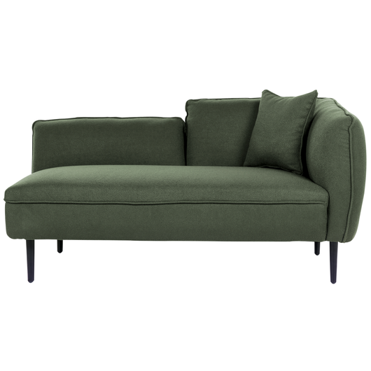 Chaise longue Destra in poliestere verde scuro con cuscino e gambe metallo da salotto