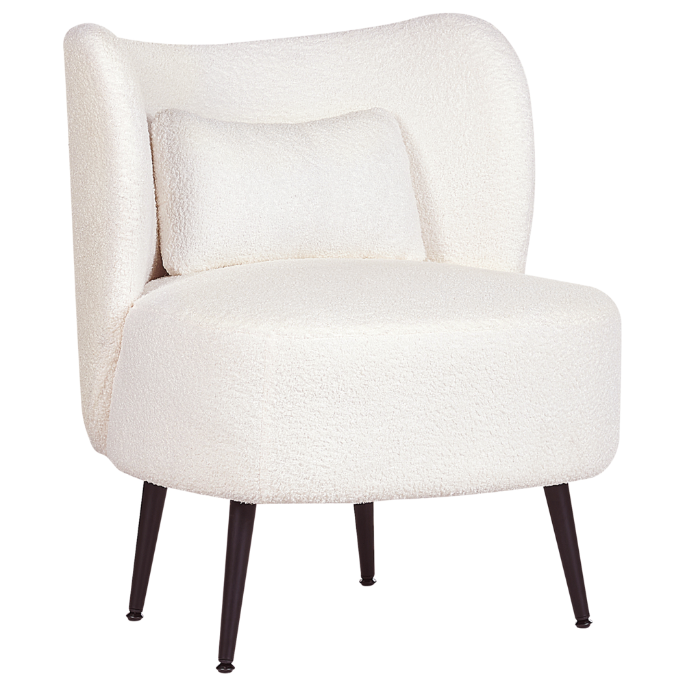 Poltrona da salotto con schienale curvo  boucle bianco stile glam elegante soggiorno
