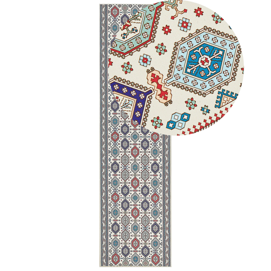 Tappeto Runner in poliestere multicolore 80 x 300 cm motivo orientale fondo antiscivolo stile vintage corridoio moderno